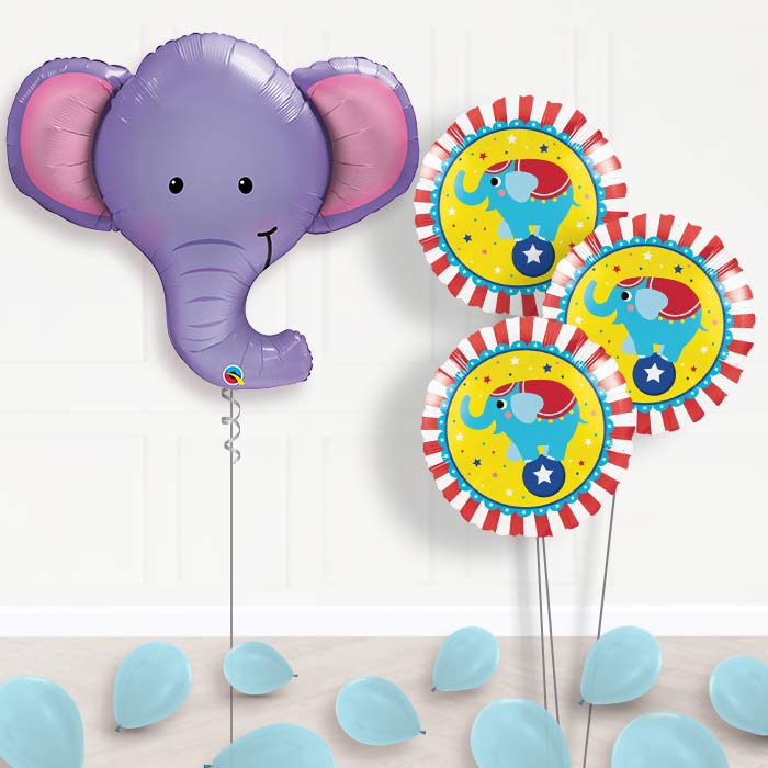 Elephant Head Inflated Helium Balloons Delivered - Themed Bouquet and Latex | Party Save Smile