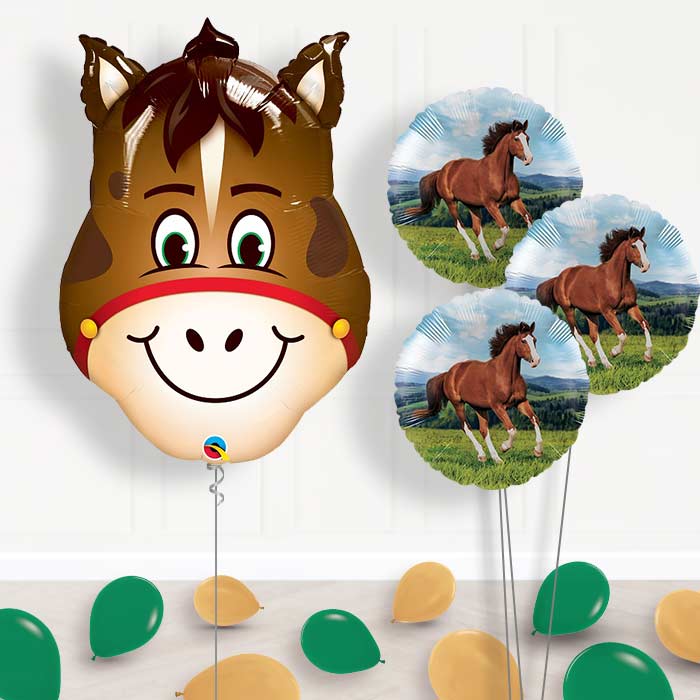 Horse Head Inflated Helium Balloons Delivered - Themed Bouquet and Latex | Party Save Smile