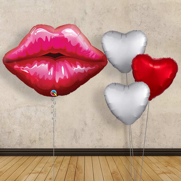 Kissy Lips Helium Balloon Display Package - Plain Bouquet | Party Save Smile
