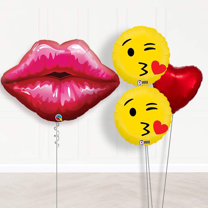 Kissy Lips Helium Balloon Display Package-Giant Balloon + 2 Themed Balloons + 1 Plain Balloon