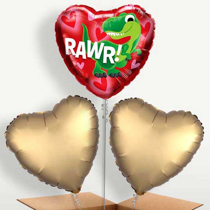 Rawr Dinosaur Trio Balloon Bunch inflated with Helium | Party Save Smile