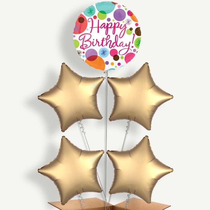 Happy Birthday Pastel Helium Cluster Balloons | Party Save Smile