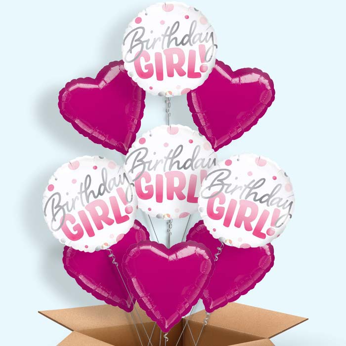 Birthday Girl Helium Balloons in a Box - 9 Balloon | Party Save Smile