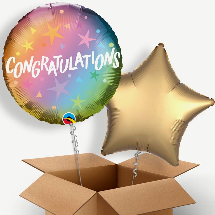 Congratulations Ombre Stars Helium Balloon Duo | Party Save Smile