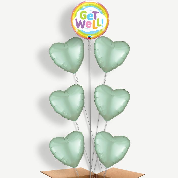 Get Well Soon Rainbow Helium Balloon Arrangement | Party Save Smile
