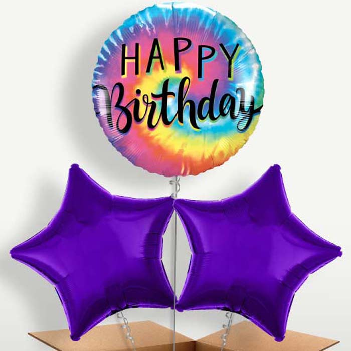 Tie Dye Happy Birthday Helium Bunch of Balloons | Party Save Smile