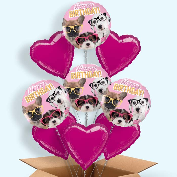 Puppy Helium Balloons in a Box - Happy Birthday - 9 Balloon | Party Save Smile