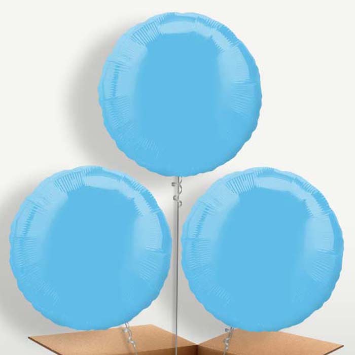 Baby Blue Plain Circle Bunch of Balloons inflated with Helium | Party Save Smile