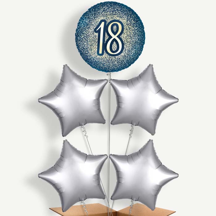 Navy & Gold 18th Birthday Helium Cluster Balloons | Party Save Smile