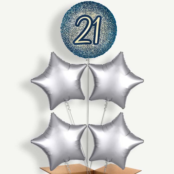 Navy & Gold 21st Birthday Helium Cluster Balloons | Party Save Smile