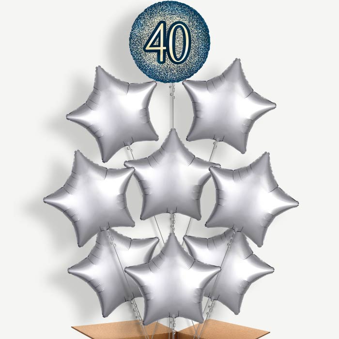 Navy & Gold 40th Birthday Helium Balloon Bundle | Party Save Smile