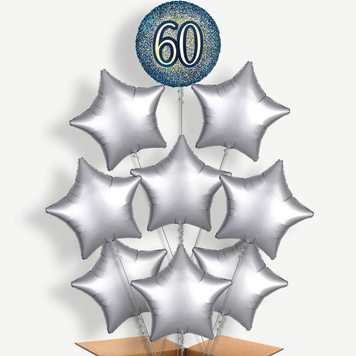 Navy & Gold 60th Birthday Helium Balloon Bundle | Party Save Smile