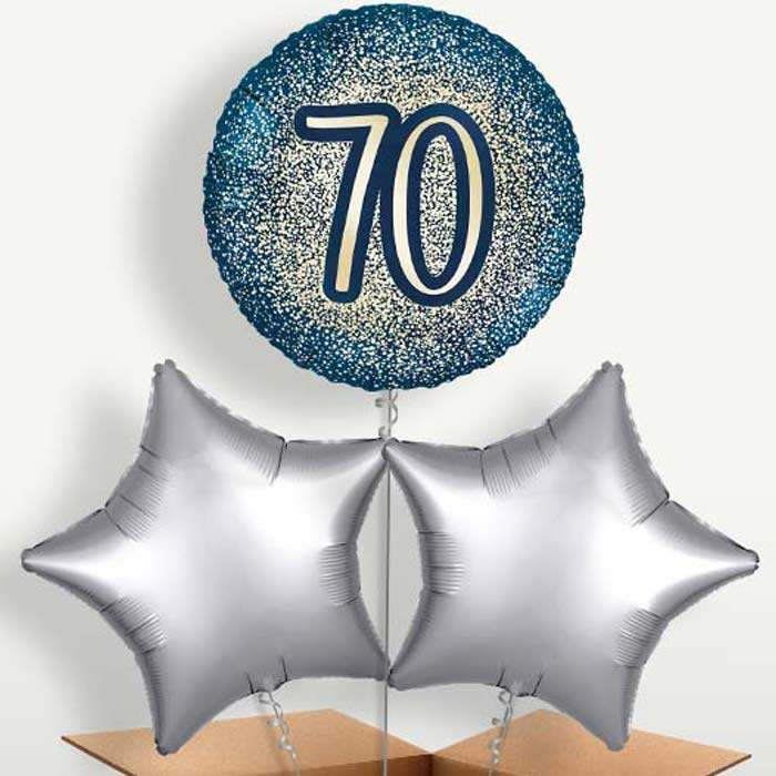 Navy & Gold 70th Birthday Balloon Bunches | Party Save Smile
