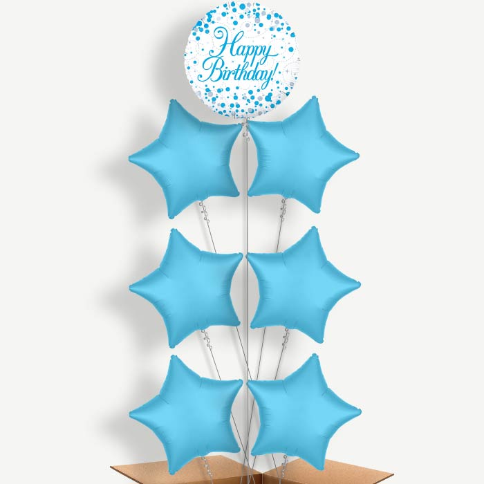 Blue & White Birthday Helium Balloon Arrangement | Party Save Smile