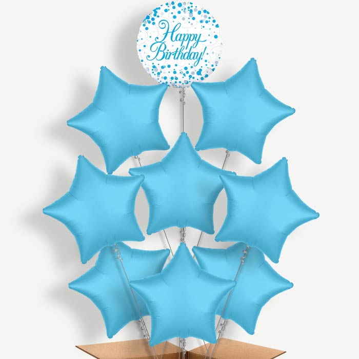 Blue & White Birthday Helium Balloon Bundle | Party Save Smile