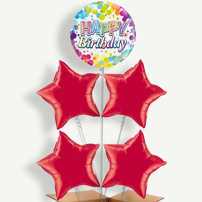 Rainbow Confetti Birthday Helium Cluster Balloons | Party Save Smile