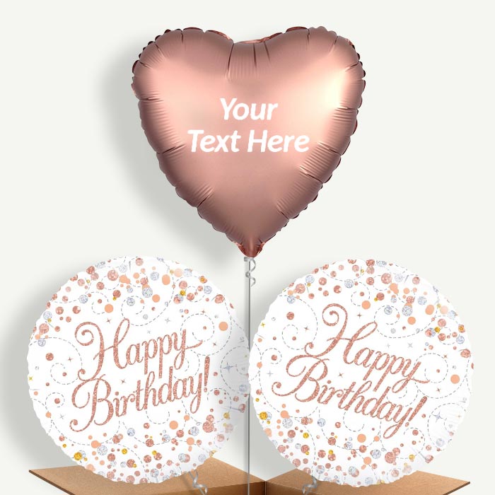 Personalised Helium Balloon Bouquet - Rose Gold Birthday