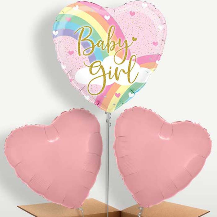 Pastel Rainbow Baby Girl Balloon Bunch | Party Save Smile