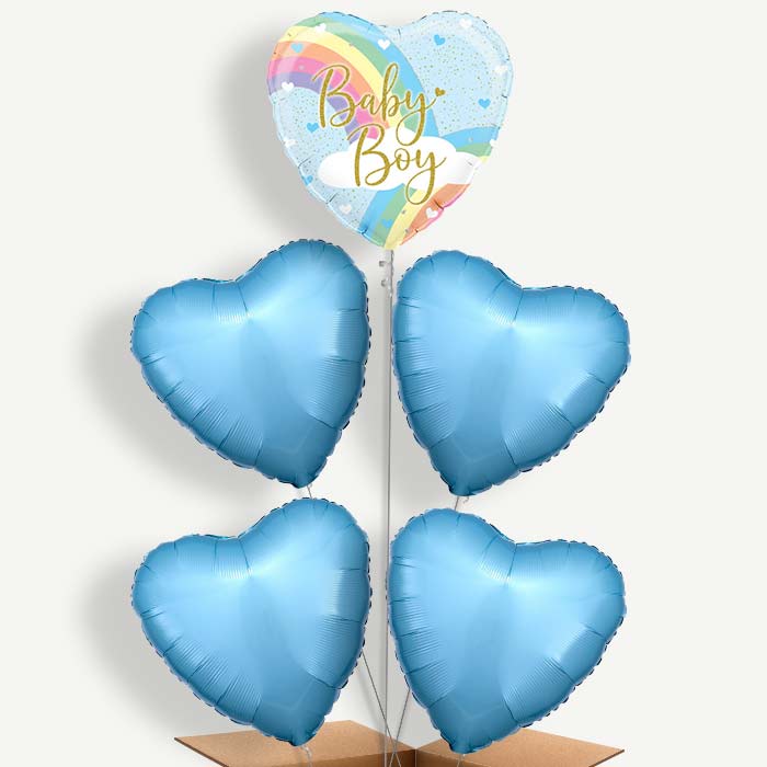 Pastel Rainbow Baby Boy Helium Cluster Balloons | Party Save Smile