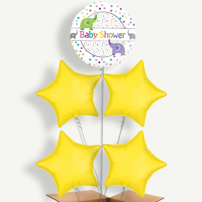 Elephant Baby Shower Balloon Cluster Inflated with Helium | Party Save Smile