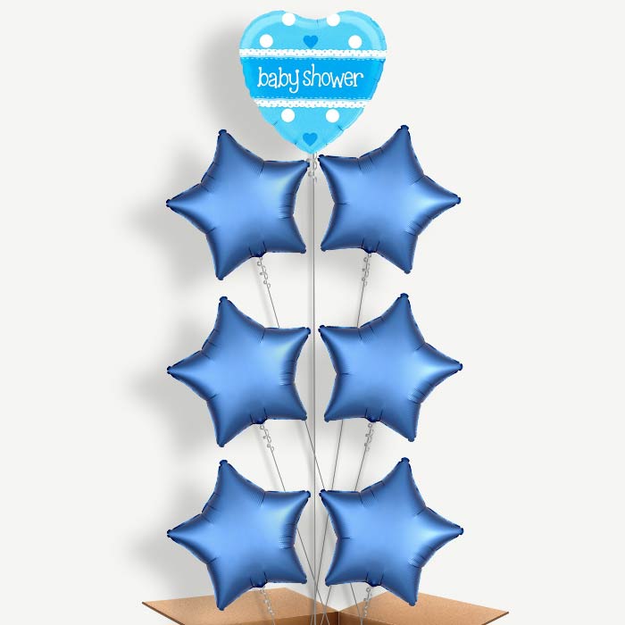 Blue Heart Baby Shower Helium Balloon Arrangement | Party Save Smile