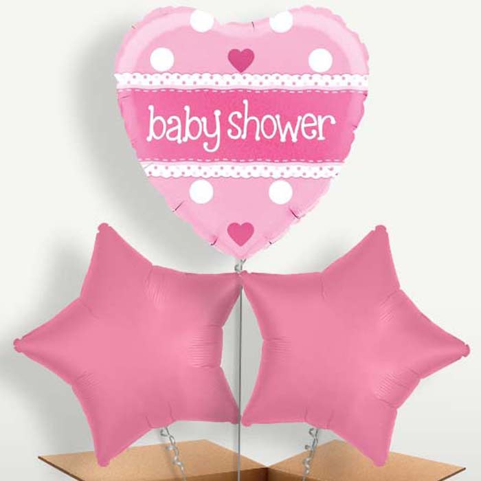 Pink Baby Shower Balloon Bunch inflated with Helium | Party Save Smile