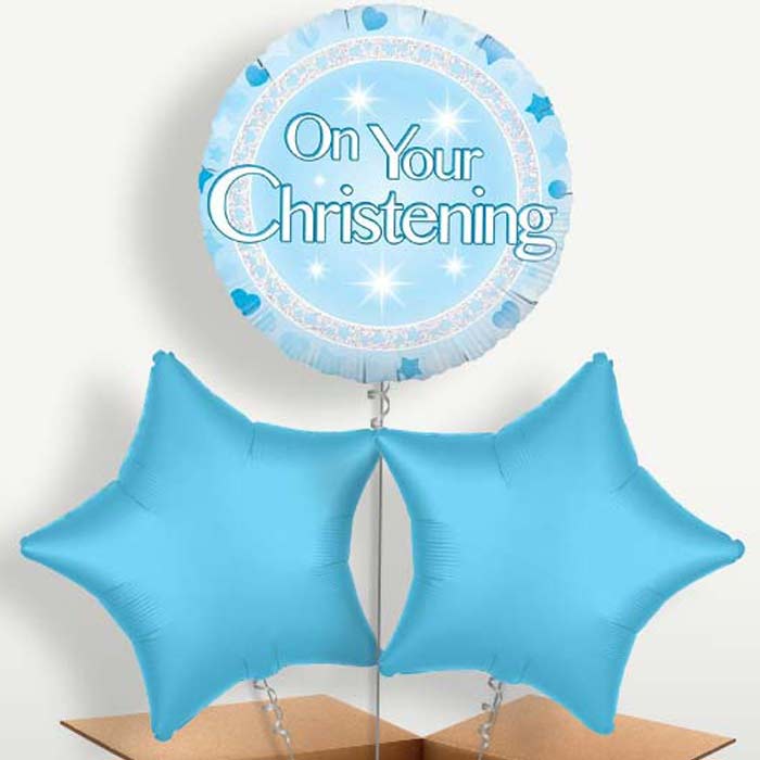 On Your Christening Blue Balloon Bunch | Party Save Smile