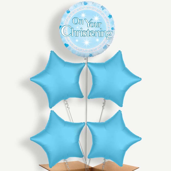 On Your Christening Blue Helium Cluster Balloons | Party Save Smile