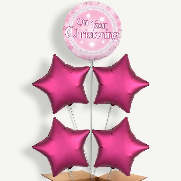 On Your Christening Pink Helium Cluster Balloons | Party Save Smile