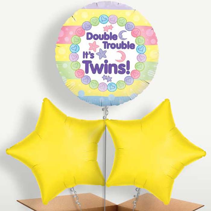 It's Twins New Baby Balloon Bunches inflated with Helium | Party Save Smile