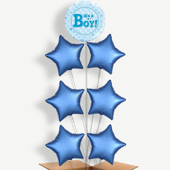 New Baby It's a Boy Balloon Arrangement Inflated with Helium | Party Save Smile