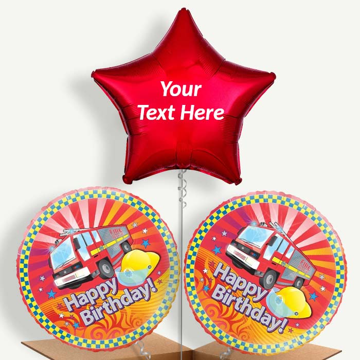 Personalisable Fire Engine Birthday Helium Balloons | Party Save Smile