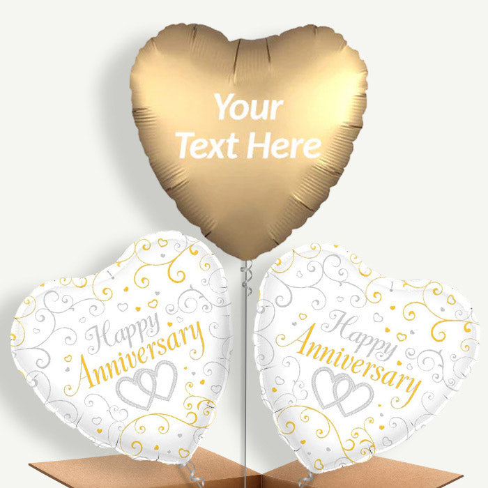 Personalised Foil Helium Balloons - Happy Anniversary - Balloon Trio | Party Save Smile