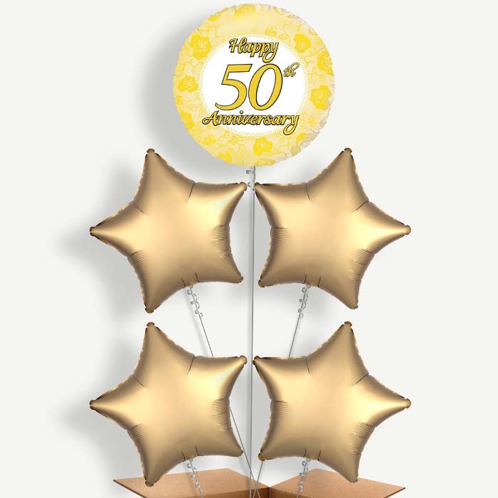 50th Wedding Anniversary Helium Cluster Balloons | Party Save Smile