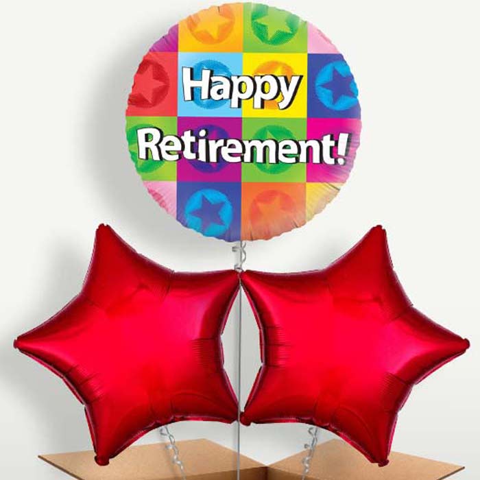 Retirement Star Trio Balloon Bunch inflated with Helium | Party Save Smile