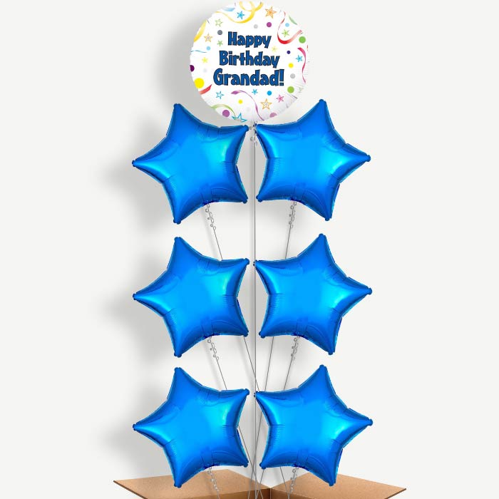 Happy Birthday Grandad Stars Helium Balloon Arrangement | Party Save Smile