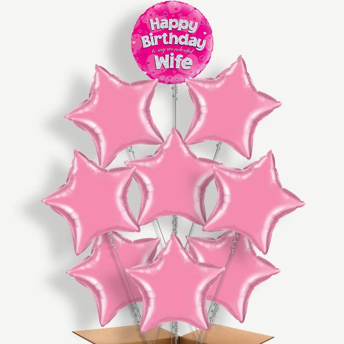 Happy Birthday Wife Balloon Bundle Inflated with Helium | Party Save Smile