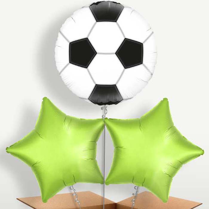 Football Trio Balloon Bunch inflated with Helium | Party Save Smile