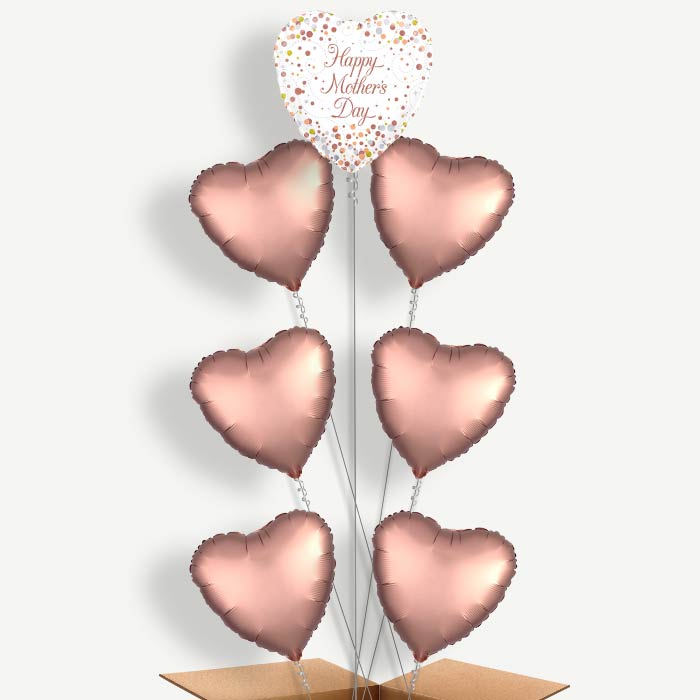 Mother's Day Confetti Rose Gold Helium Balloon Arrangement | Party Save Smile