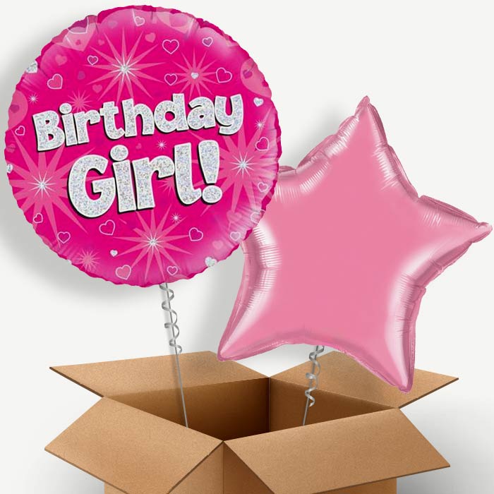 Birthday Girl Pink Hearts Helium Balloon Two | Party Save Smile