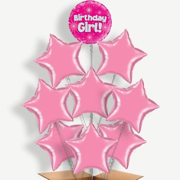 Birthday Girl Pink Hearts Helium Balloon Bundle | Party Save Smile