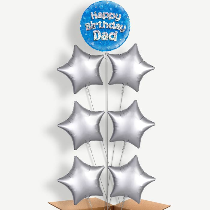 Happy Birthday Dad Blue Helium Balloon Arrangement | Party Save Smile