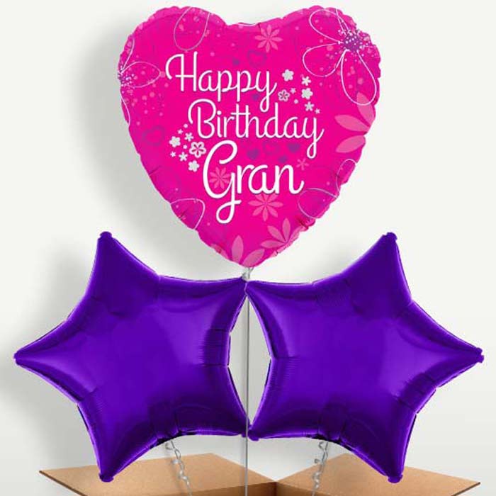 Happy Birthday Gran Pink Hearts Balloons in a Bunch | Party Save Smile