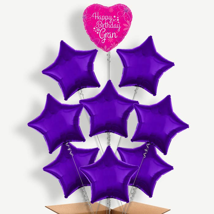Happy Birthday Gran Pink Hearts Helium Balloon Bundle | Party Save Smile