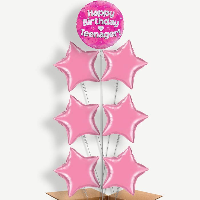 Happy Birthday Teenager Pink Hearts Balloon Arrangement | Party Save Smile
