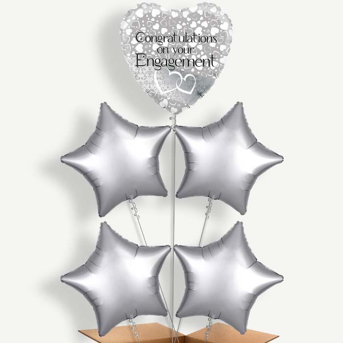 Engagement Silver Balloon Cluster Inflated with Helium | Party Save Smile