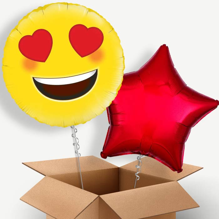 Emoji Heart Eyes Helium Balloon Duo | Party Save Smile