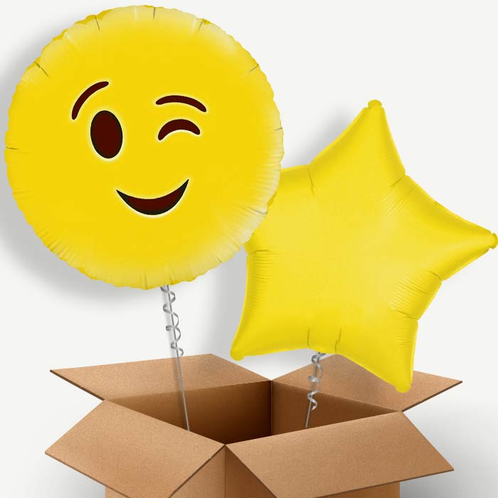 Wink Emoji Helium Balloon Two | Party Save Smile