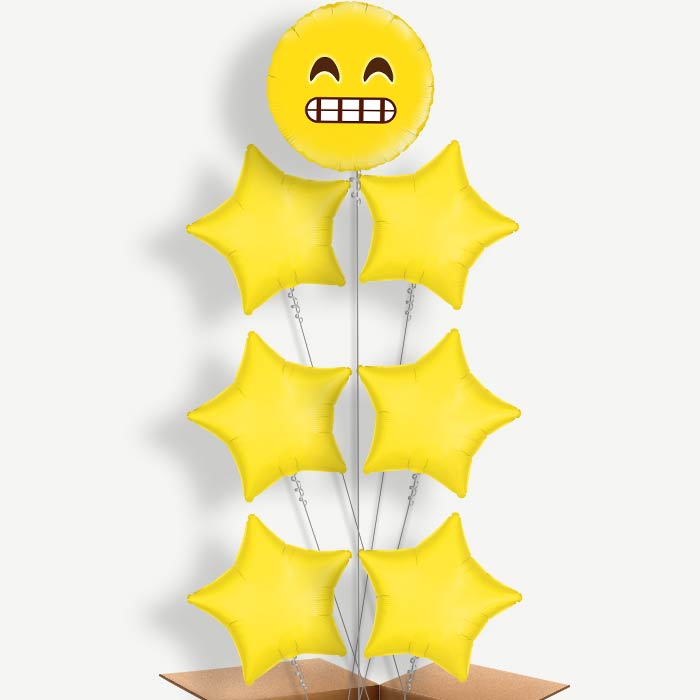 Grin Emoji Balloon Arrangement Inflated with Helium | Party Save Smile