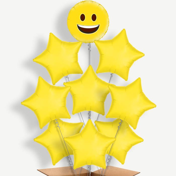 Emoji Happy Balloon Bundle Inflated with Helium | Party Save Smile